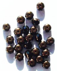 25 5x7mm Faceted Jet & Bronze Donut Beads